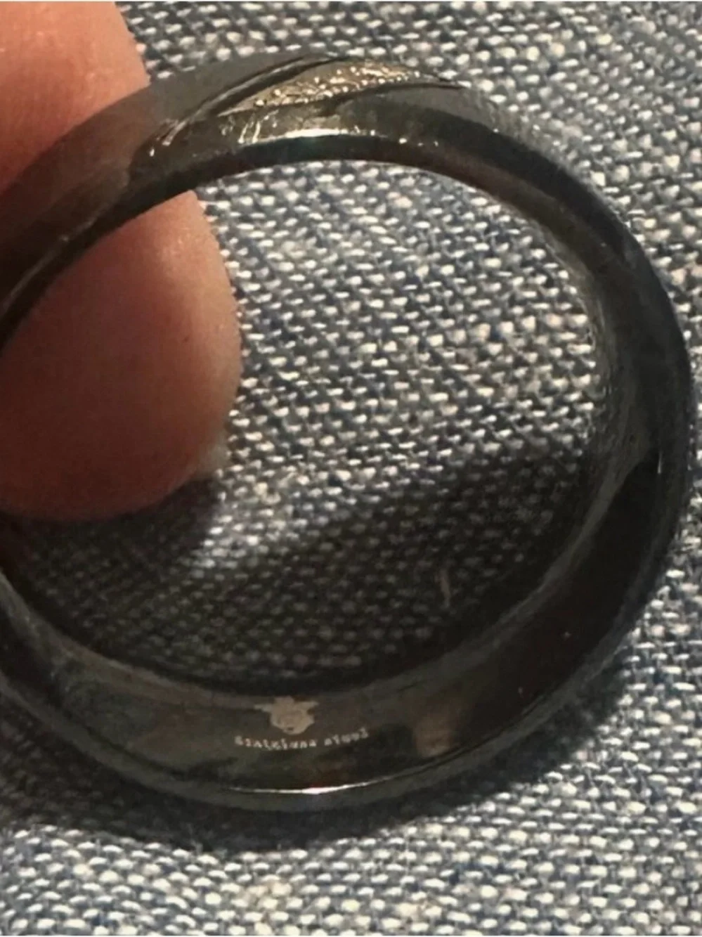 Black Men's Ring with Gold Diagonal Accent and Three Stones